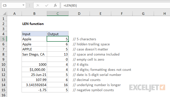 Excel Len Function Exceljet 9930